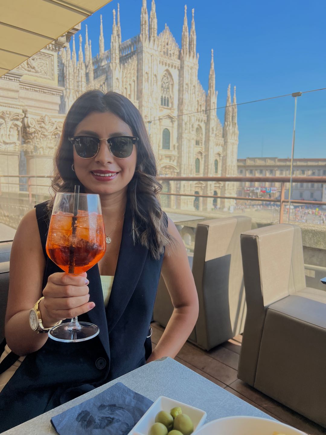A relaxed portrait on an outdoor terrace